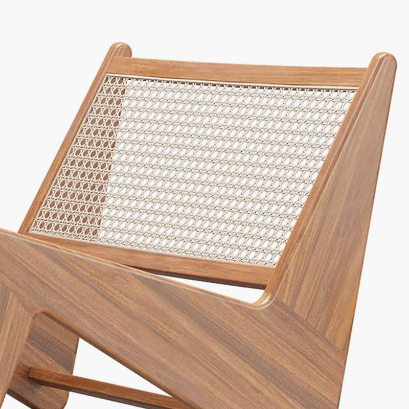 Modern Accent Chair，Rattan and Wood Lounge Kangaroo Chair For Living room, Bedroom, Courtyard, Light Wood - 23.62"