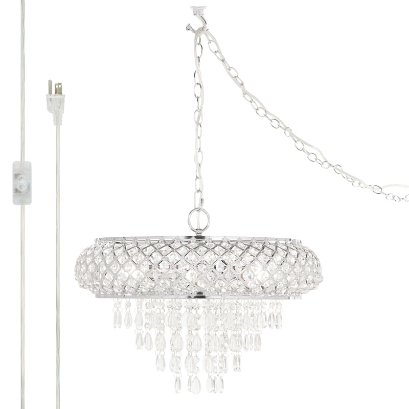 Silver Orchid Erlanger Clear and Chrome Tiered Crystal Glass Chandelier - 18.75"L x 18.75"W x 14.25"H