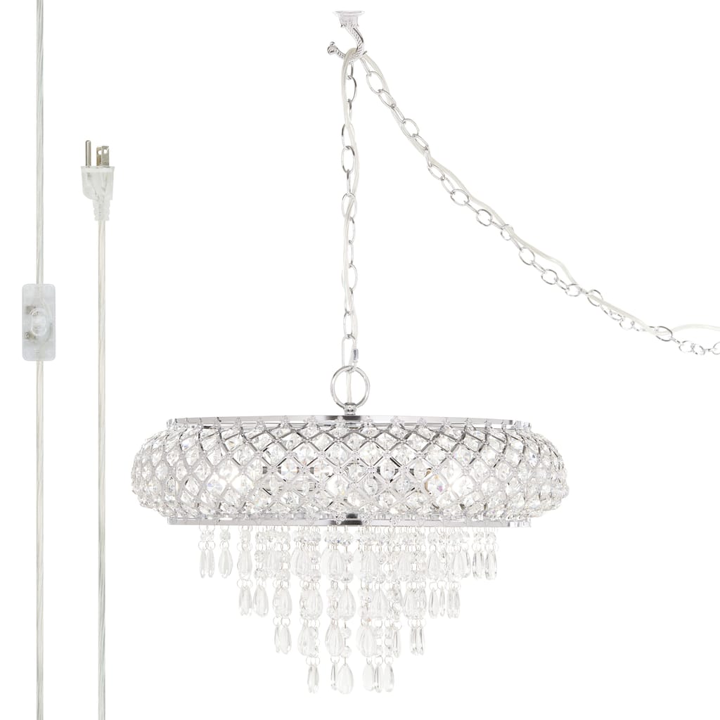 Silver Orchid Erlanger Clear and Chrome Tiered Crystal Glass Chandelier - 18.75"L x 18.75"W x 14.25"H