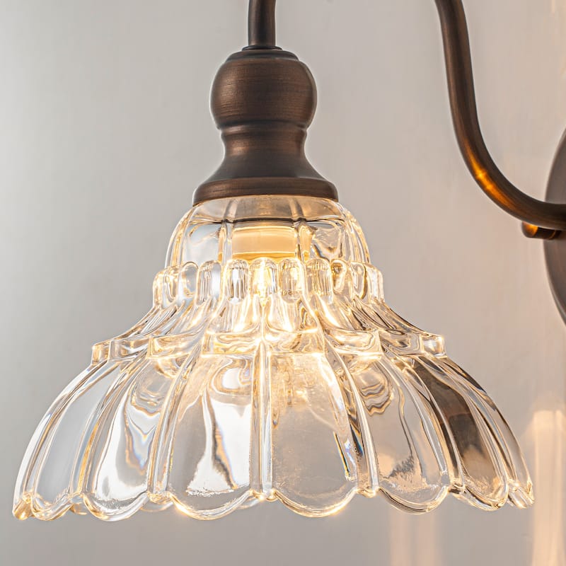 1/3/4-Light Vintage Bathroom Vanity Light with Clear Trumpet Glass Shades