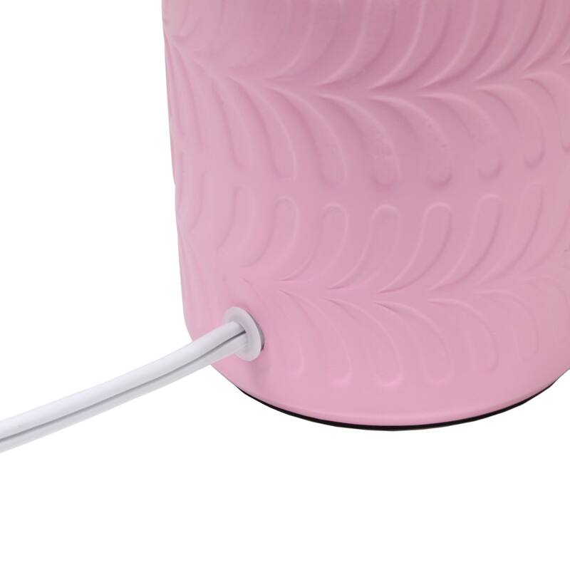 Floral Textured Ceramic Table Lamp with Drum Shade - 10" - Pink