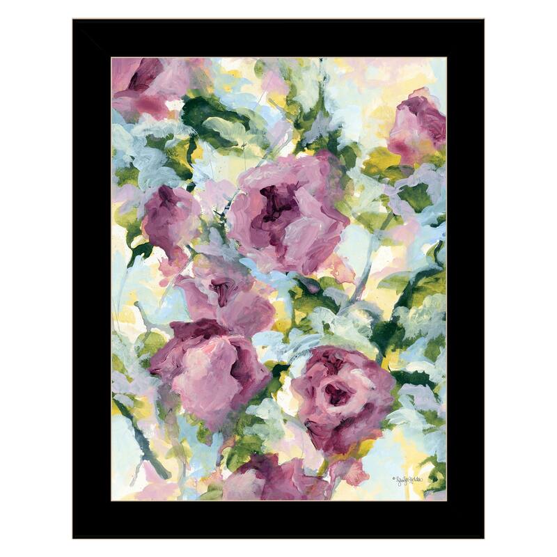 TrendyDecor4U Contemporary "Abstract Floral" Framed Print Wall Art - Black