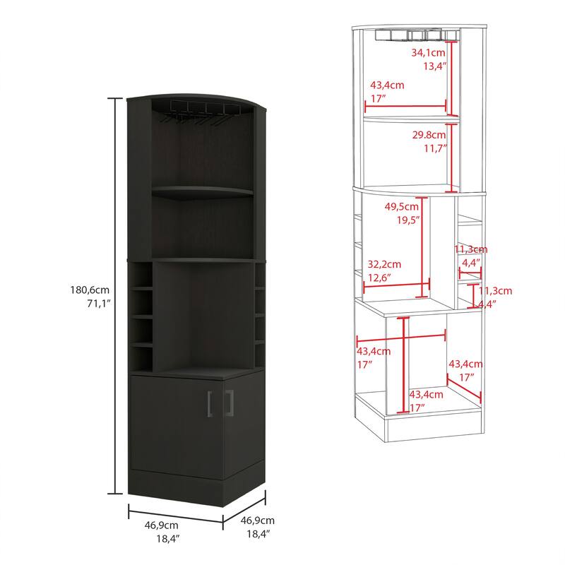 Corner Bar Cabinet Atanasio, Living Room, Black，High quality and durable