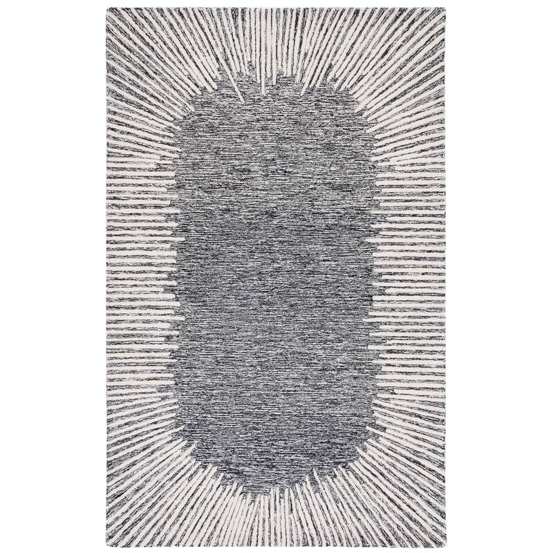 SAFAVIEH Handmade Abstract Deema Modern Wool Rug - 6' Square - Black/Ivory - Square