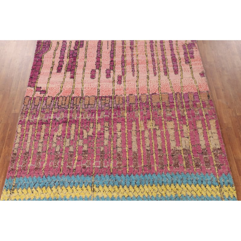Plush Moroccan Style Rug Hand-Knotted Wool Carpet - 7'8" x 10'11"