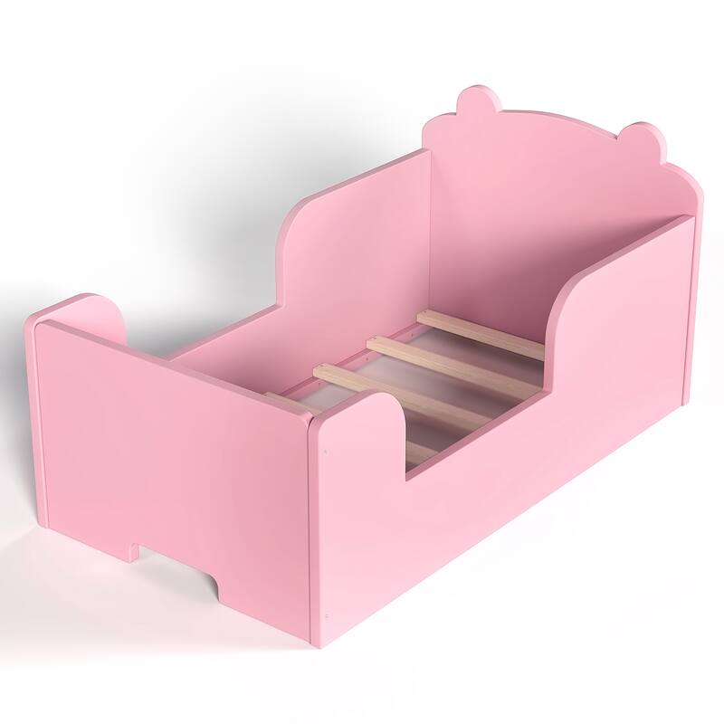 Toddler Floor Bed Frame - Bear Shape Cot Bed for Boys & Girls Ages 3-6