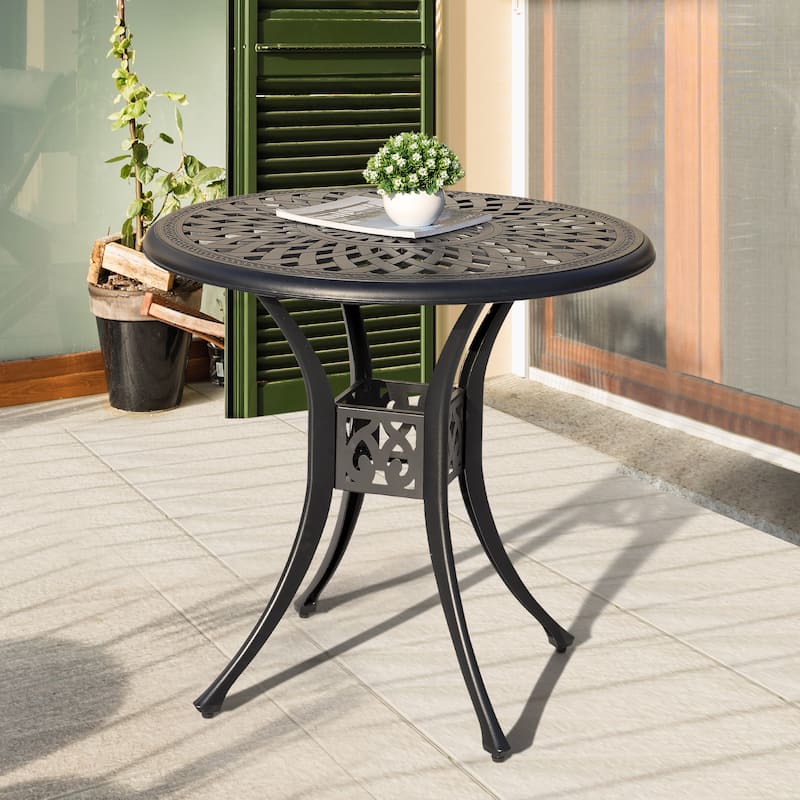 Outdoor 31'' Round Cast Aluminum Bistro Table with 1.97'' Umbrella Hole