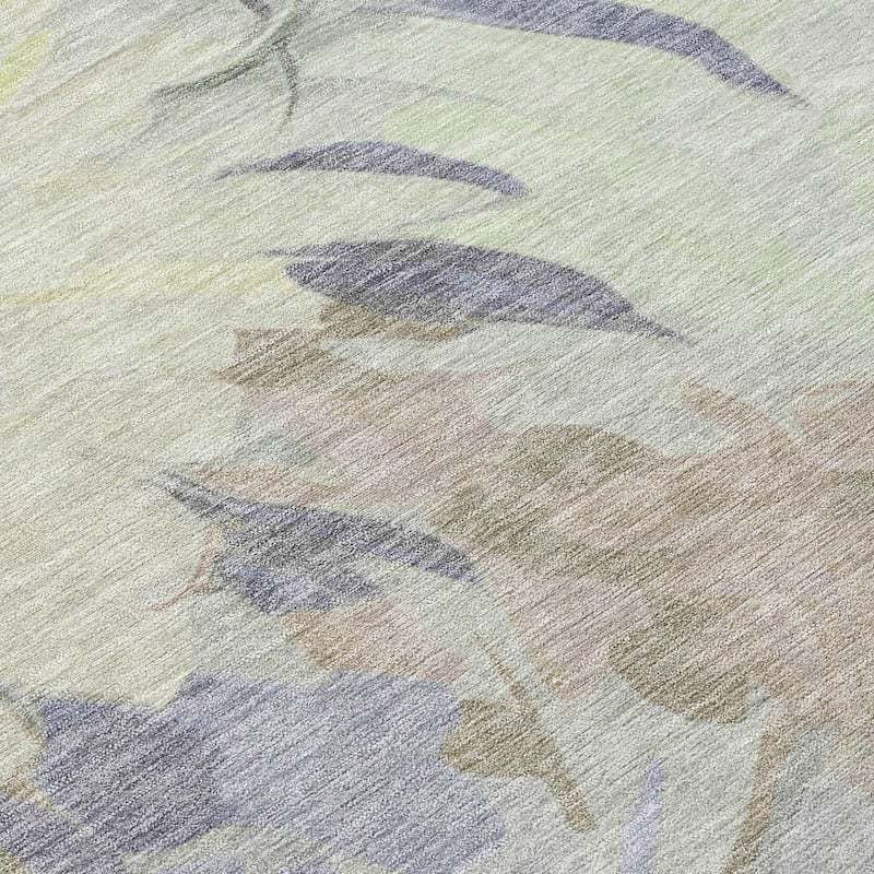 Machine Washable Indoor/ Outdoor Watercolor Floral Chantille Rug