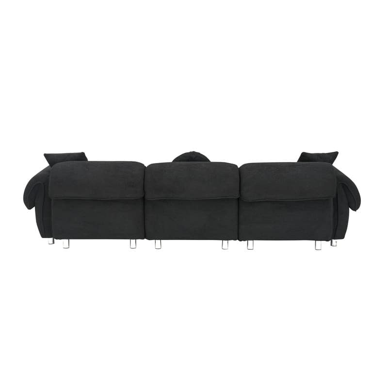 109.05" New Design Three-Seater Teddy Velvet Cushioned Sofa