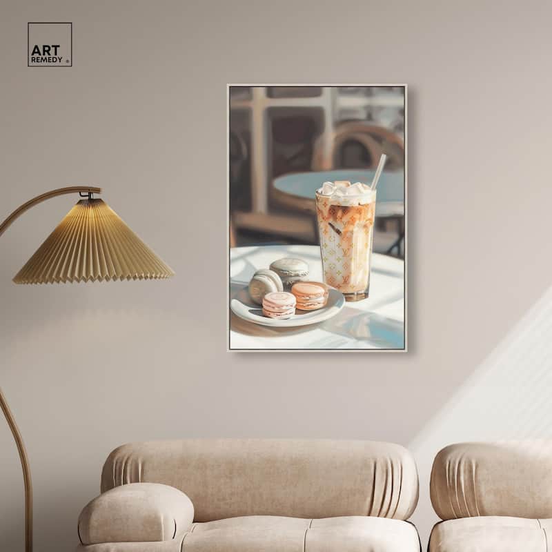 Glam Iced Coffee and Macarons Canvas by Art Remedy