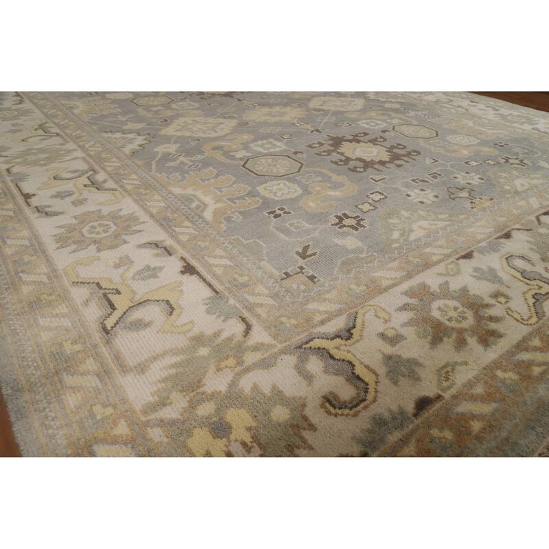 All-Over Oushak Indian Area Rug Hand-Knotted Wool Carpet - 8'1" x 9'11"