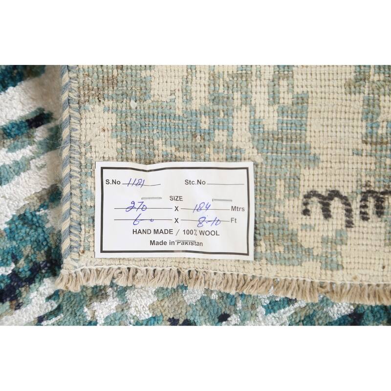 Wool/ Silk Abstract Vegetable Dye Oriental Area Rug Hand-knotted - 6'0" x 8'10"