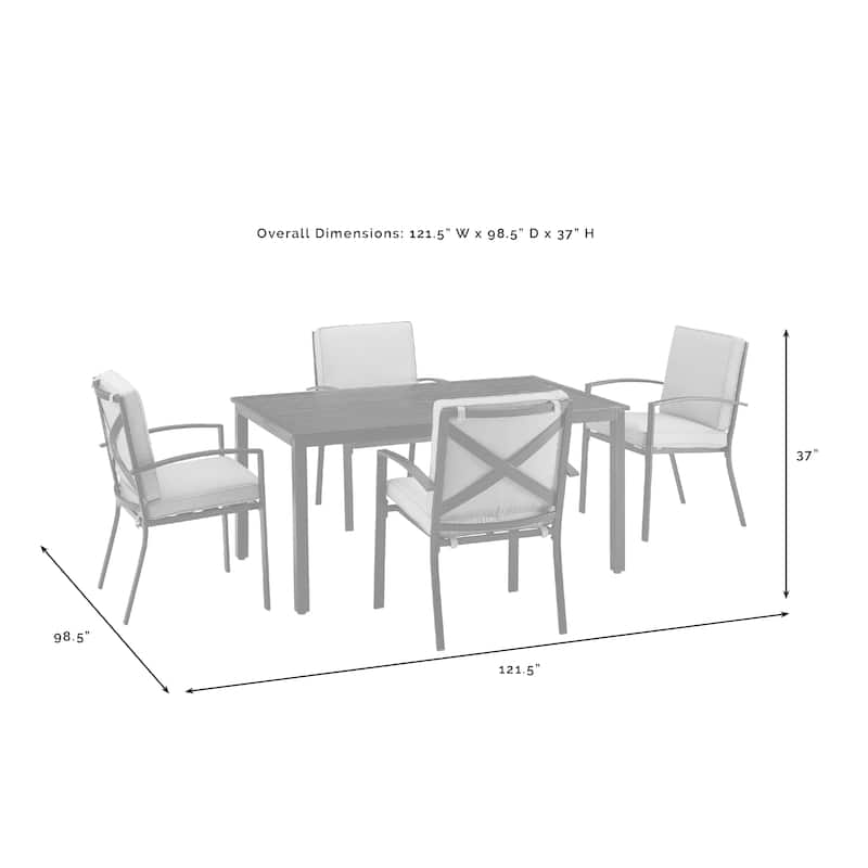 Crosley Kaplan 5-piece Oil-rubbed Bronze Green Cushions Outdoor Dining Set - 122"W x 99"D x 37"H