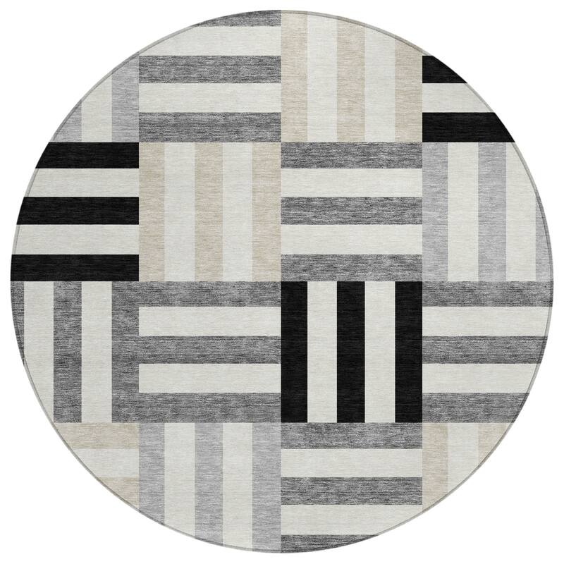 Machine Washable Indoor/ Outdoor Modern Hatch Chantille Rug