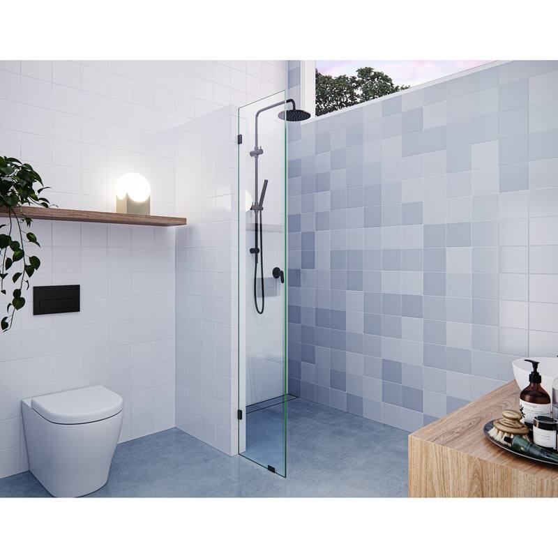 Glass Warehouse 78" x 11.5" Frameless Shower Door - Single Fixed Panel - Oil Rubbed Bronze