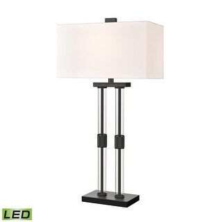 Elk Home Roseden Court Clear With White Linen Shade Table Lamp Bed
