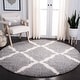 preview thumbnail 89 of 162, SAFAVIEH Dallas Shag Giusy Trellis 1.5-inch Thick Rug 10' Round - Grey/Ivory - Round