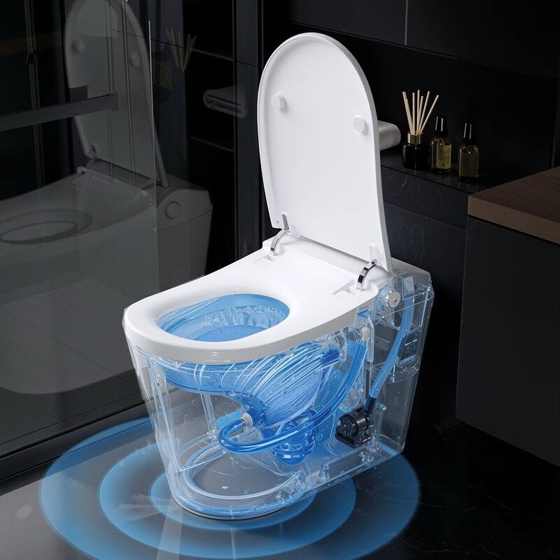 Smart Toilet with Bidet, Heated Seat, Auto Flush, Warm Air Dryer, Night Light, One-Piece Intelligent Toilet 220 lbs Capacit