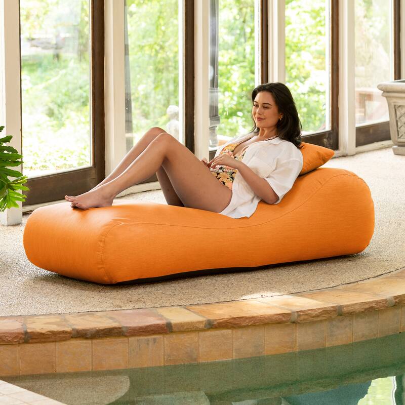 Jaxx Arlo Outdoor Bean Bag Lounge with Pillow - Tangerine