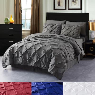 8-piece Pinch Pleated Bed-in-a-Bag Down Alternative Comforter Set