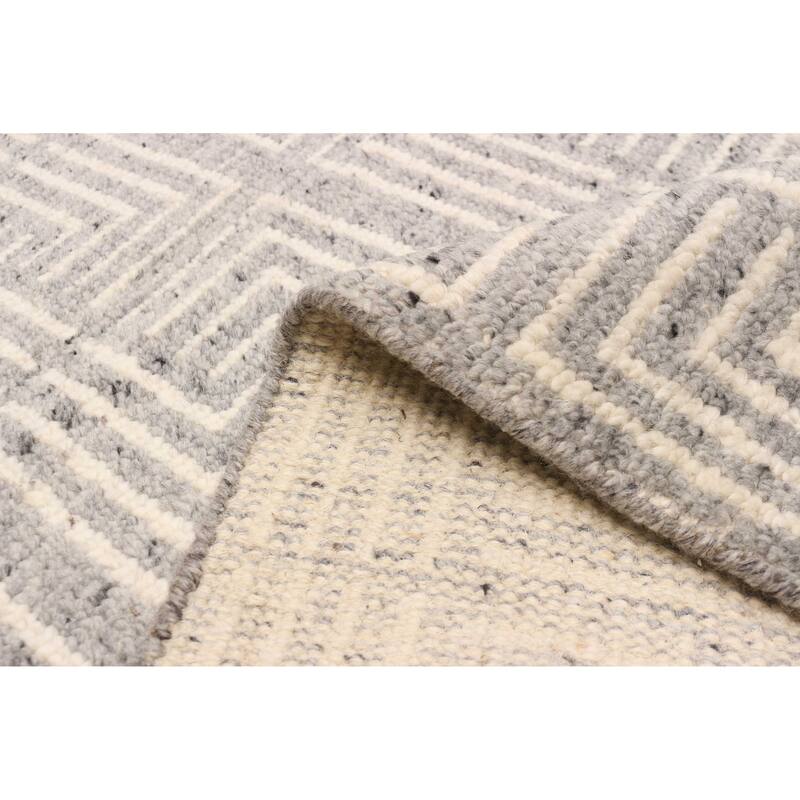 ECARPETGALLERY Hand-knotted Tangier Grey Wool Rug - 5'0 x 7'10