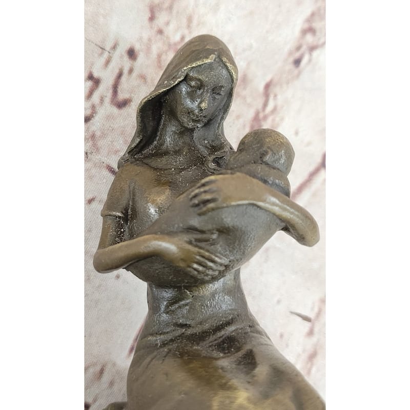 Young Mother W/ Newborn Baby Bronze Sculpture Statue Figure Signed Art By Milo