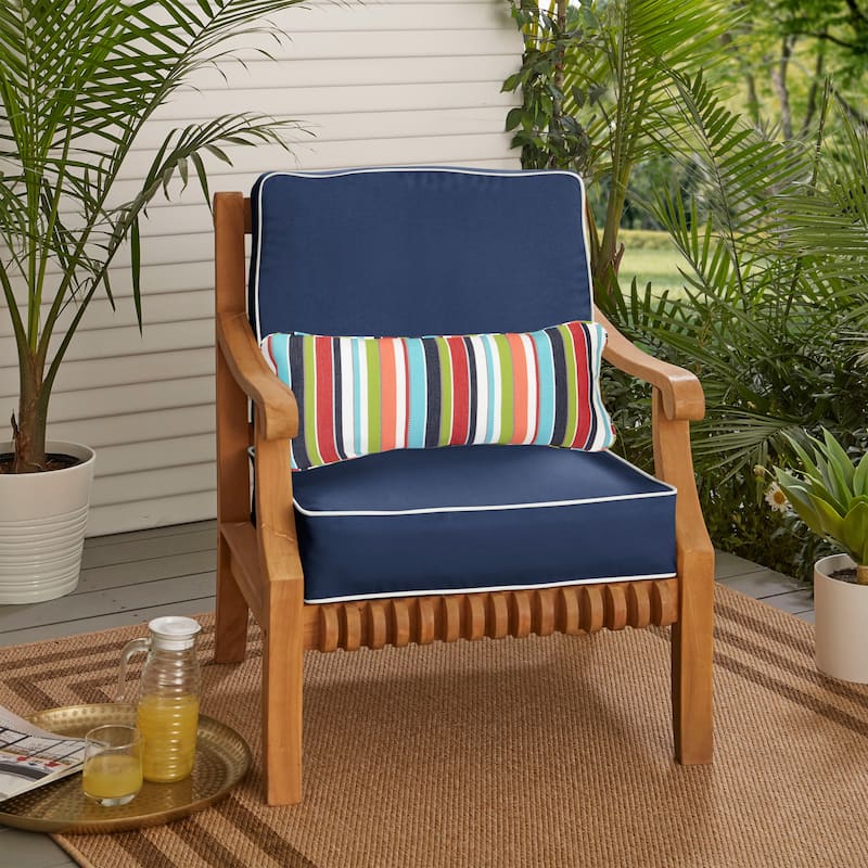 Sorra Home Oakley Sunbrella Solid Indoor/ Outdoor Corded Chair Cushion Set and Lumbar Pillow