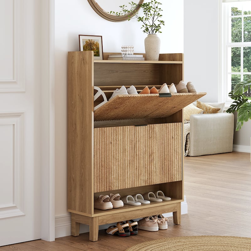 Shoe Cabinet with 2 Flip Drawers