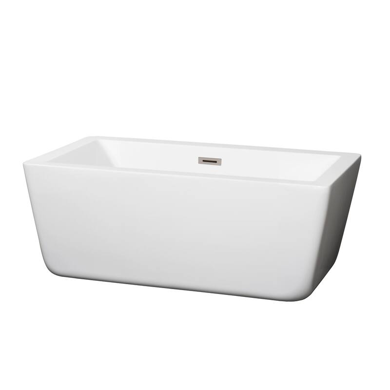 Wyndham Collection Laura 59" Free Standing Acrylic Soaking Tub with - White / Brushed Nickel Trim