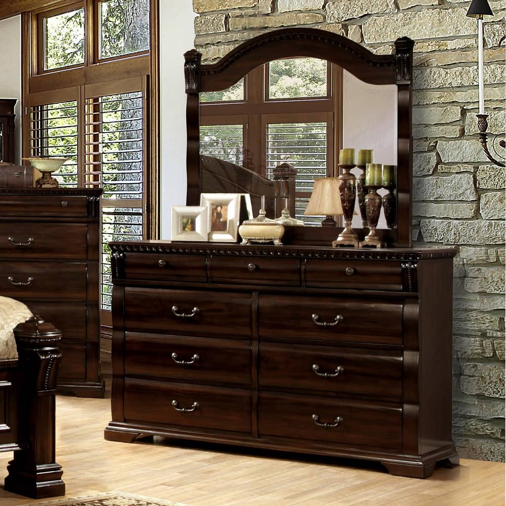 Tay Traditional Cherry 2-piece 9-Drawer Dresser and Mirror Set by Furniture of America