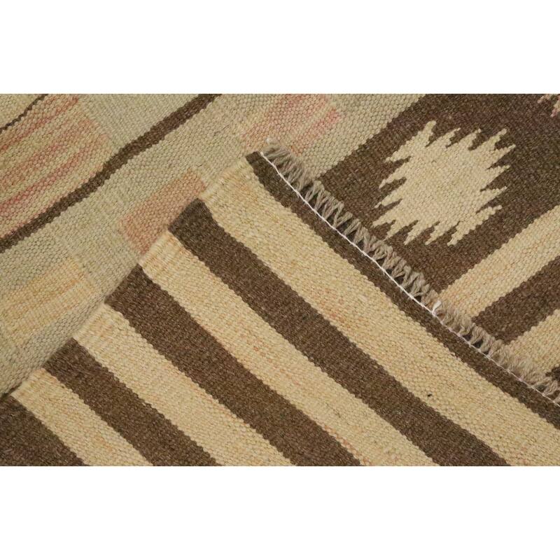 Hand Woven Oriental 100% Wool Carpet Southwestern Tribal Oranges & Rust Kilim Area Rug - 5' 2'' X 3' 2''