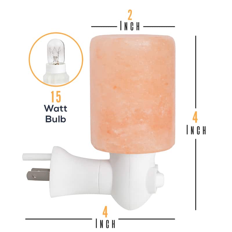 Amir Salt Lamp, Natural Himalayan Mini Hand Carved Night Light w/ UL Wall Plug for Air Purifying, Lighting & Decoration - Orange