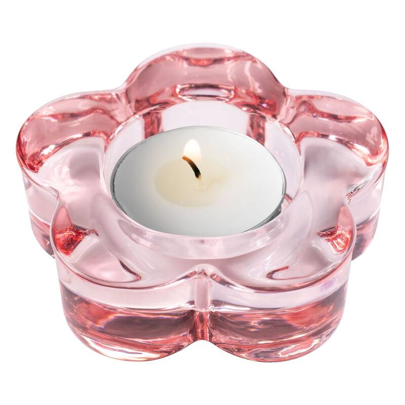 Glass Flower Tealight Holder