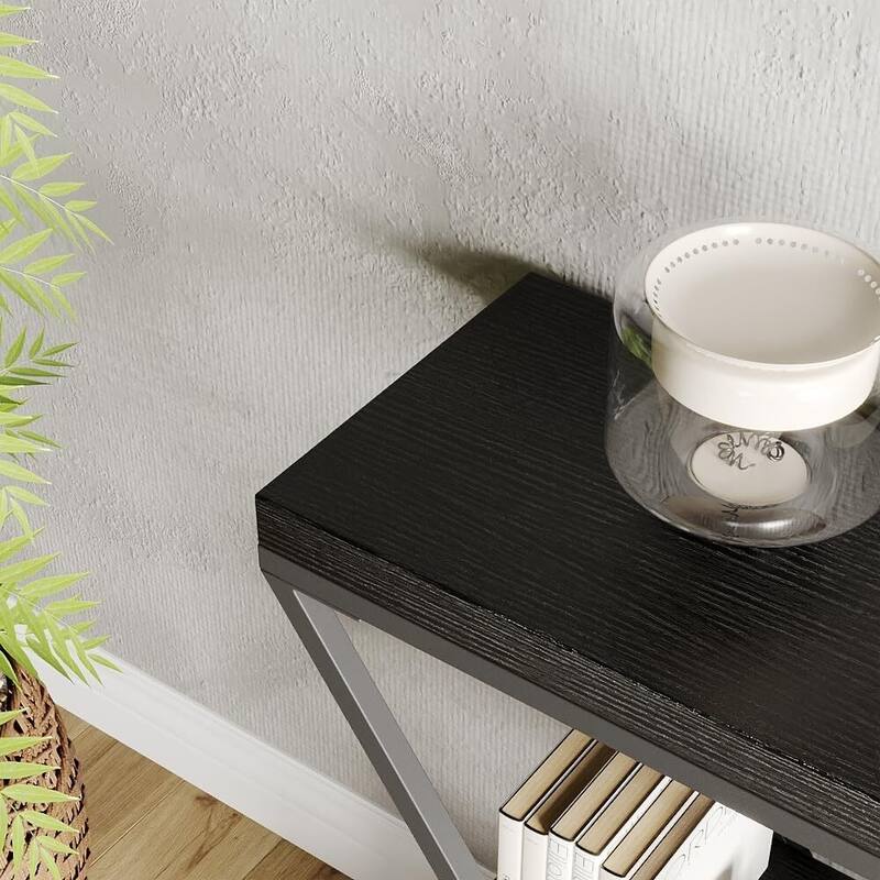 3-Tier X-Shaped Console Table, Entryway Table with Storage Shelf