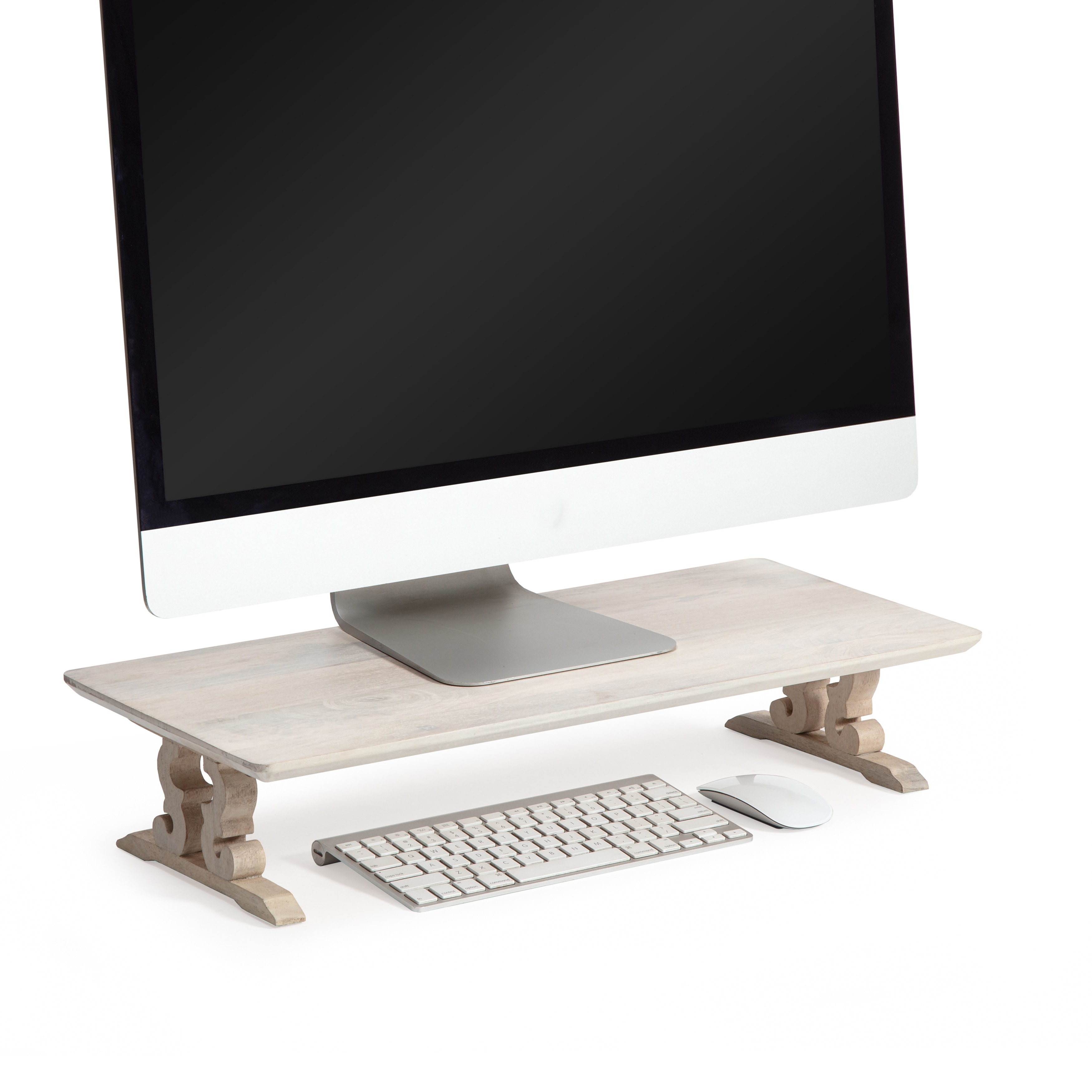 Jani Wood Monitor Stand Riser Desk - Ergonomic Design Stand, Desktop Organizer Table for Home, Office Workspace, Gaming Desk
