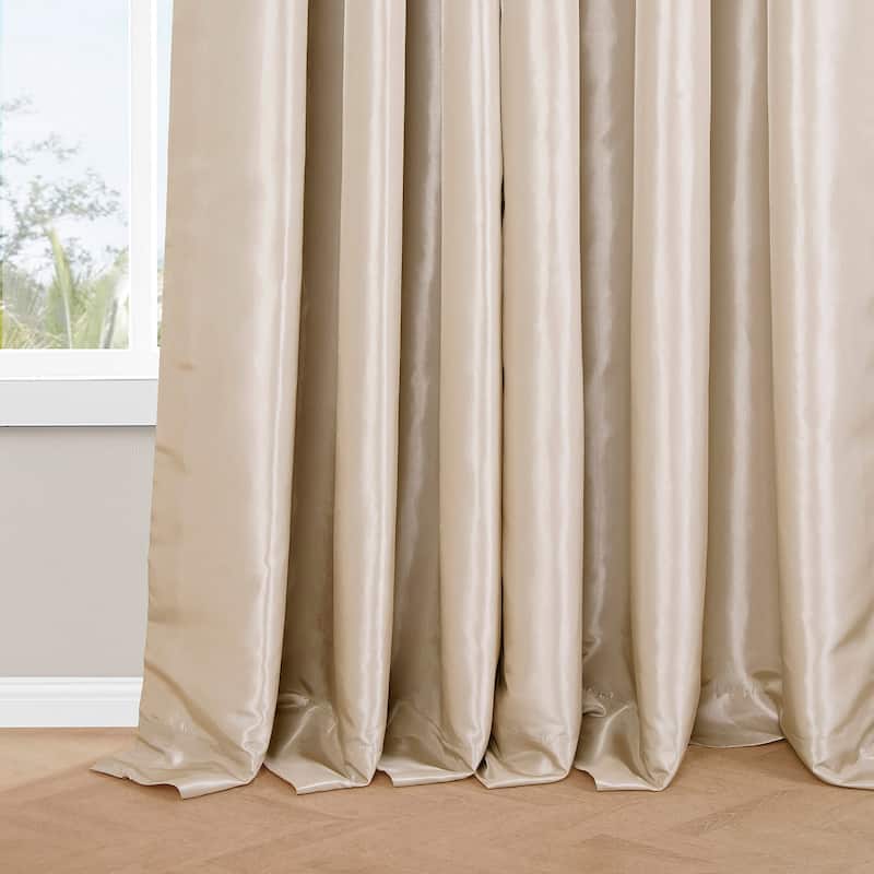 Exclusive Fabrics Faux Silk Taffeta French Pleated Blackout Curtains for Bedroom & Living Room Curtains Single Panel
