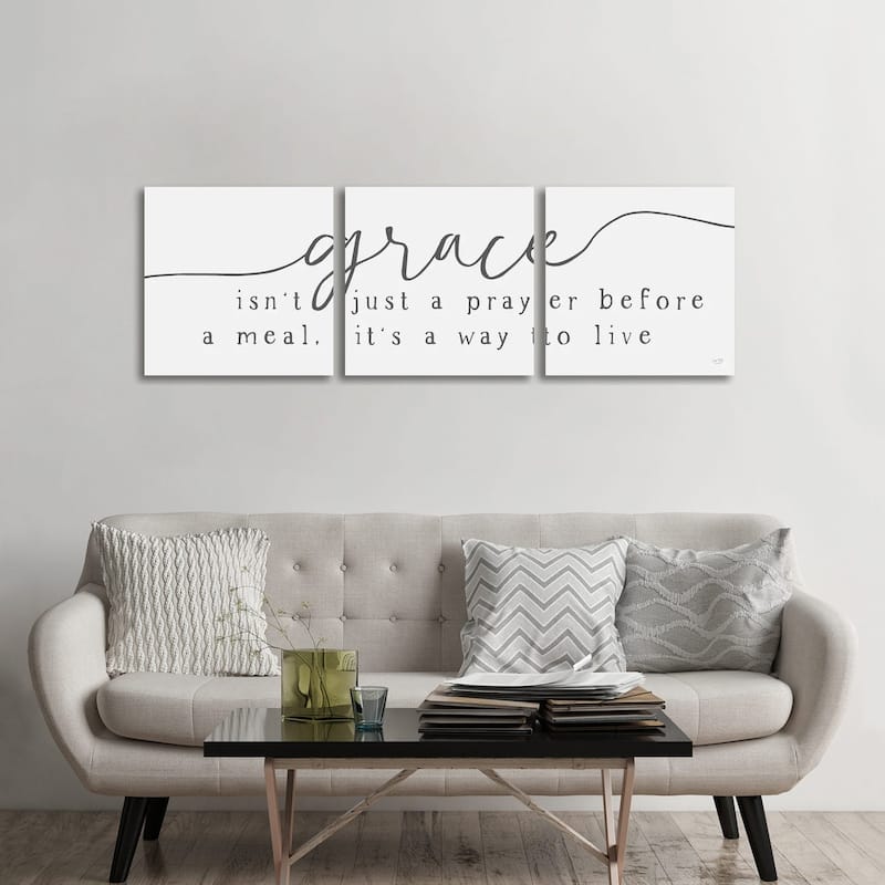 iCanvas "Live With Grace" by Lux + Me Designs 3-Piece Wall Art Set - 24x72x1.5