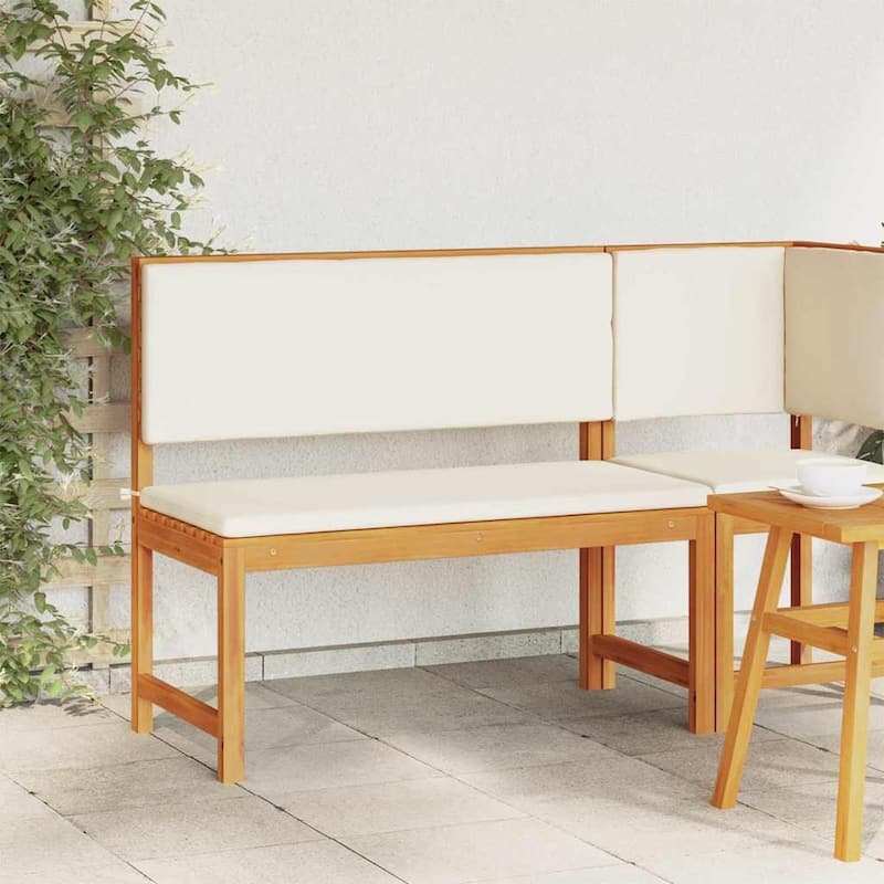 vidaXL Garden Bench Brown 100 x 50 x 91cm Solid Acacia wood - 39.4 x 19.7 x 35.8 - Cream white-Bench