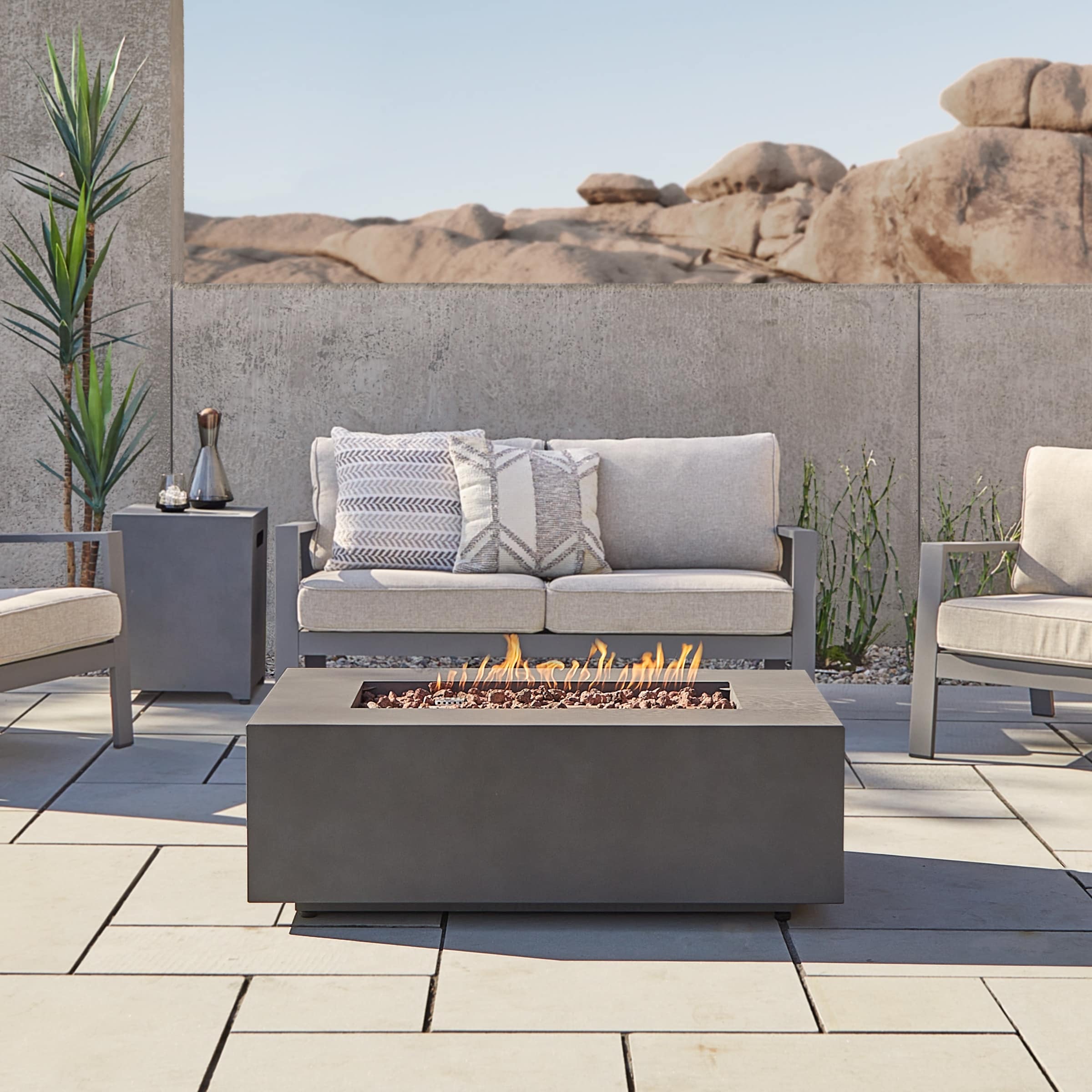 Real Flame Aegean Rectangle LP Fire Table 42”
