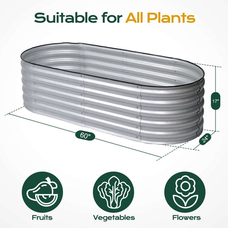 Aoodor 4 in 1 Modular Aluzinc Metal Raised Garden Bed - Outdoor Garden Planter Box for Vegetable, Flower, Herb - N/A