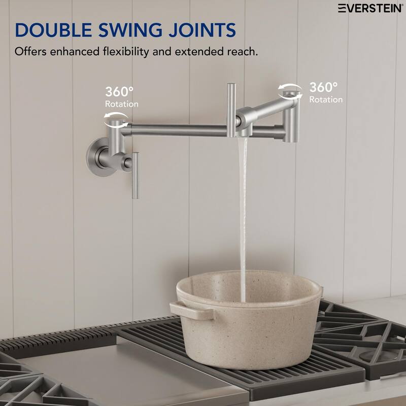 Contemporary Wall Mount Pot Filler Kitchen Faucet