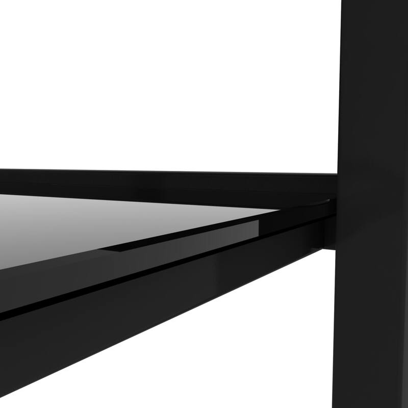 Black Glass Coffee Table, Clear Coffee Table，Modern Side Center Tables for Living Room， Living