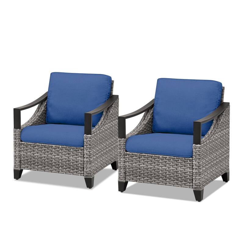 Pocassy Outdoor Wicker Patio Chairs with Cushion Set of 2