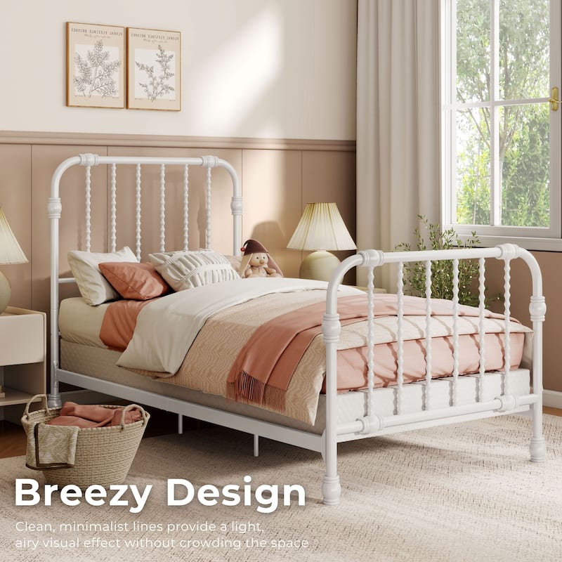 Furniture of America Wren Metal Twin Spindle Bed.