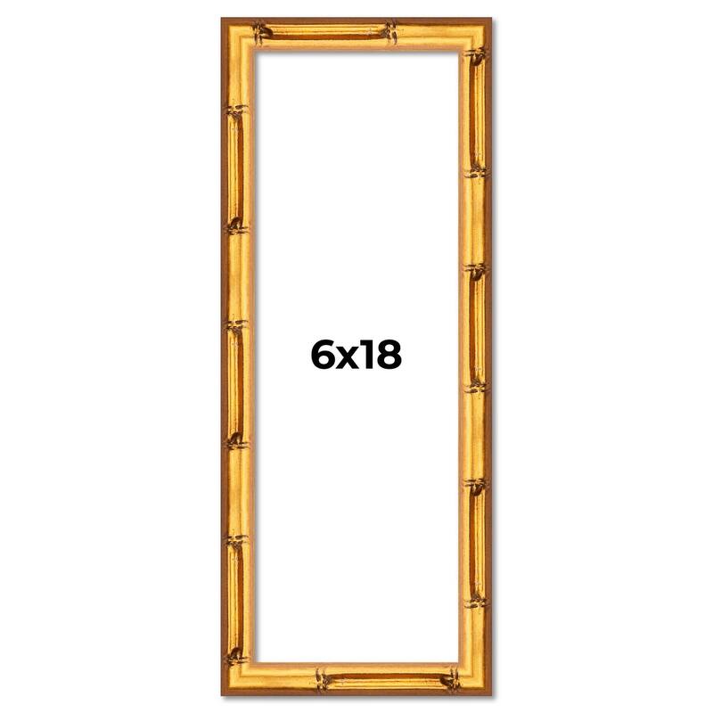 6x18 Frame Gold Bamboo Solid Wood Picture Frame | 1 Inch Moulding
