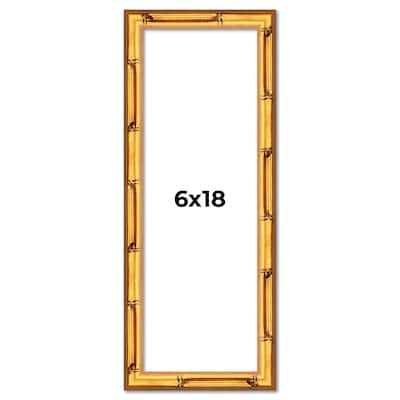 6x18 Frame Gold Bamboo Solid Wood Picture Frame | 1 Inch Moulding