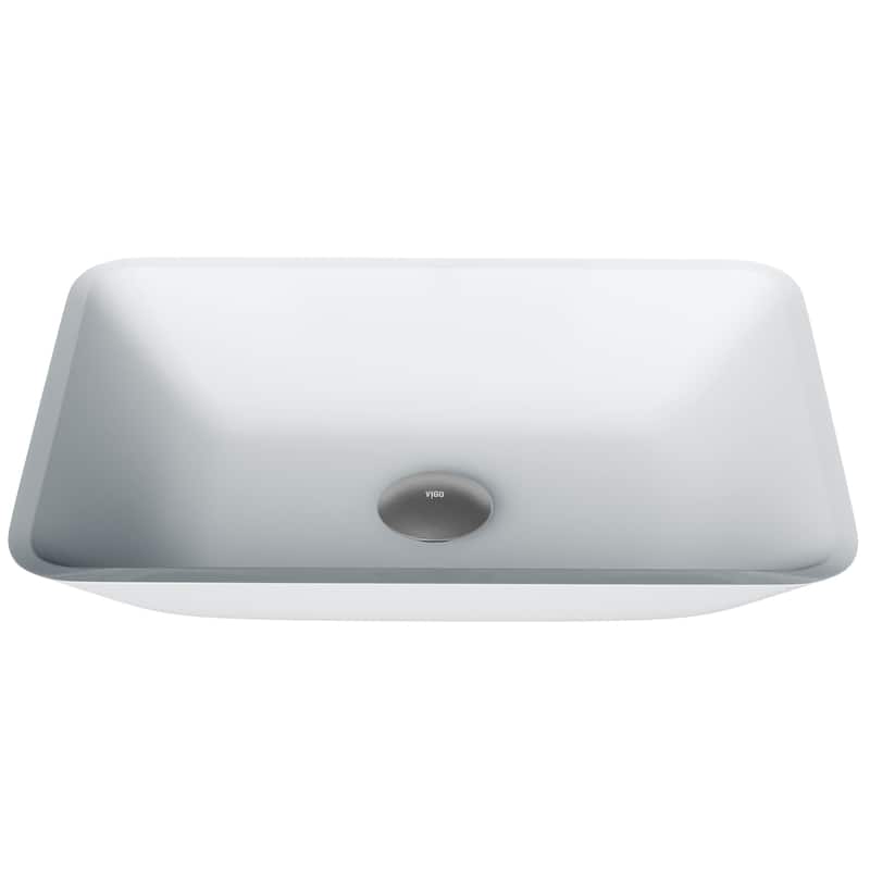 VIGO Sottile 18"L x 13"W x 4"H Glass Rectangular Vessel Bathroom Sink