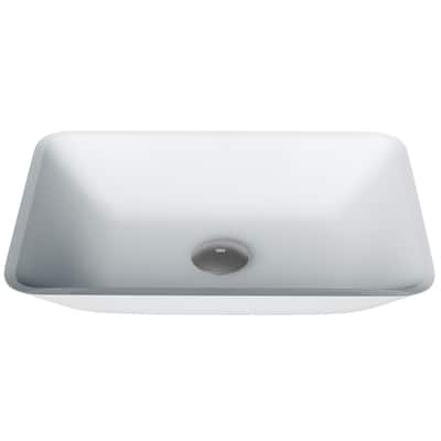 VIGO Sottile 18"L x 13"W x 4"H Glass Rectangular Vessel Bathroom Sink