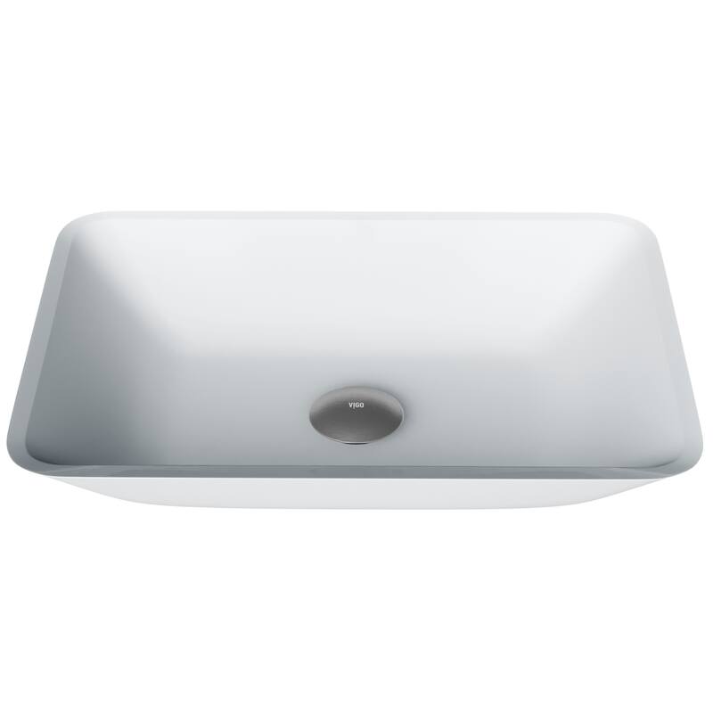 VIGO Sottile 18"L x 13"W x 4"H Glass Rectangular Vessel Bathroom Sink - White