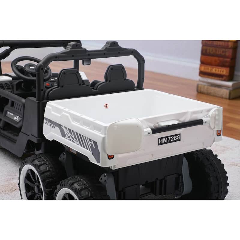 24V 2-Seater Kids Ride On Dump Truck with Remote, 4WD 6-Wheel UTV Car with Electric Dump Bed, LED Lights & Music